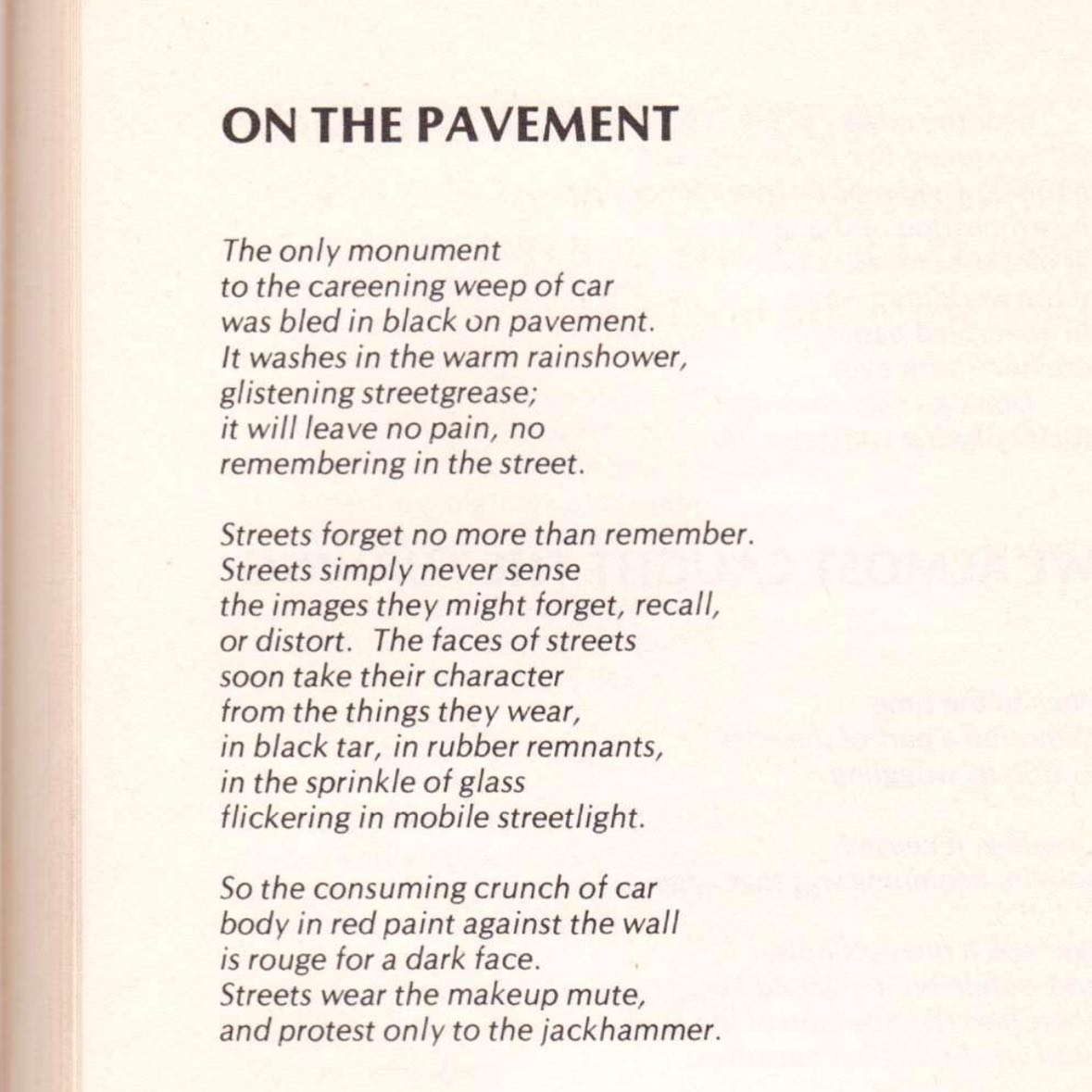 A poem of mine published in Great River Review in 1979 & later included in a best of the year anthology of poems in small presses