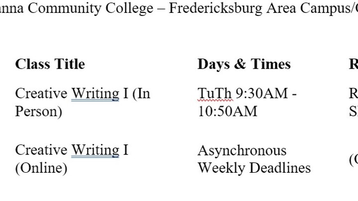 I will be teaching Creative Writing I again in the Fall 2023 at Germanna Community College - Online and In Personhttps://germanna.edu/.../advising.../register-classes