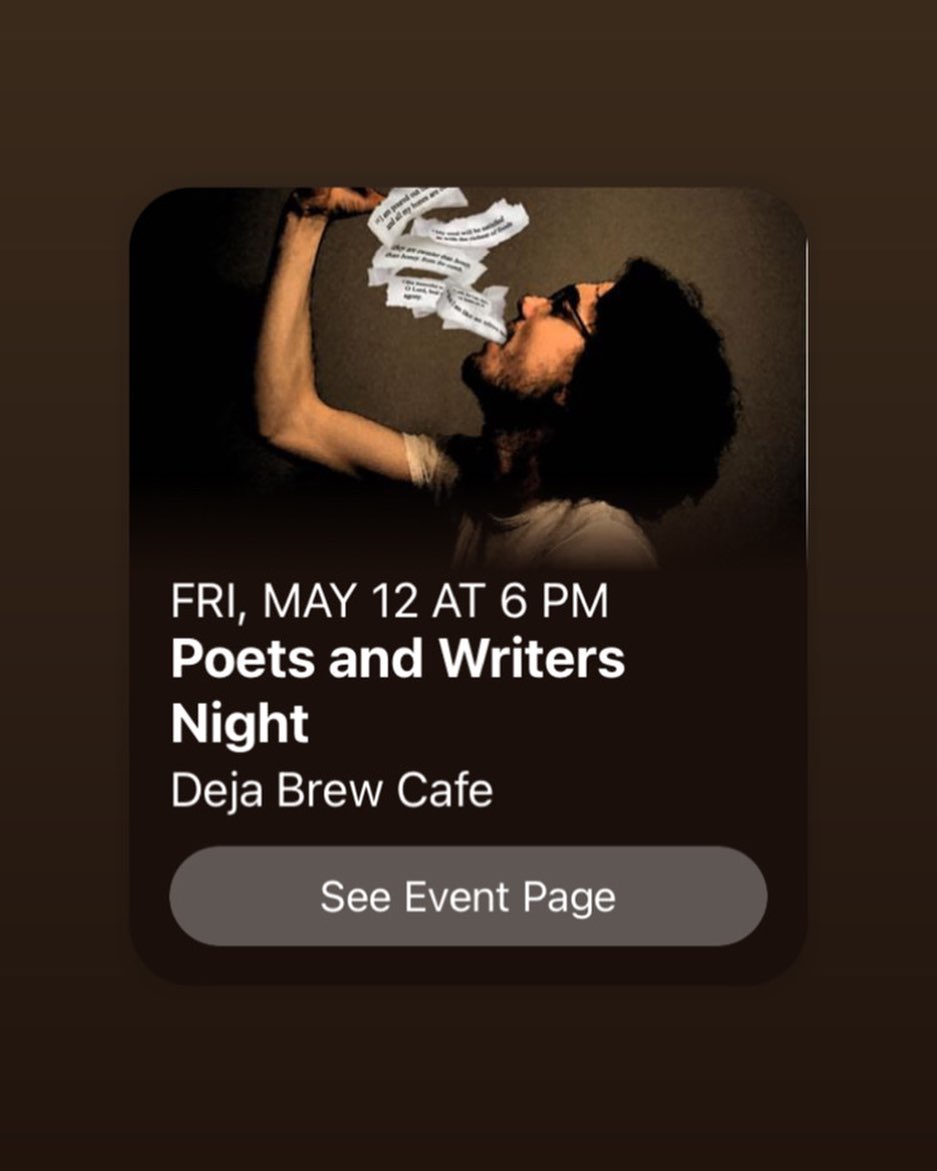 I will be reading this Friday May 12 in Warrenton VA along with other great local poets. Stop by if you can.