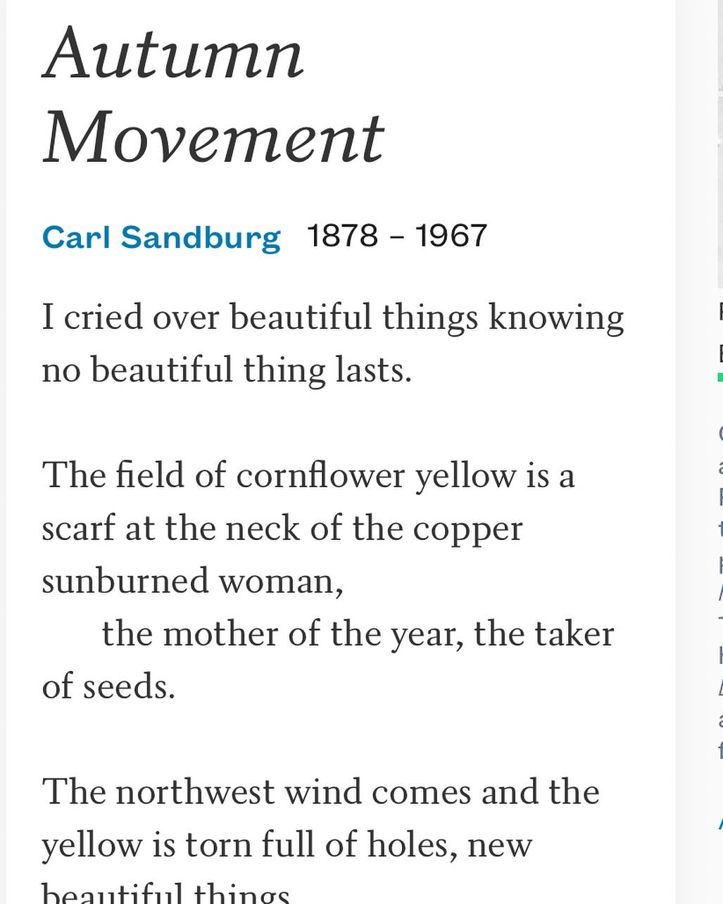 Sandburg’s Autumn poem