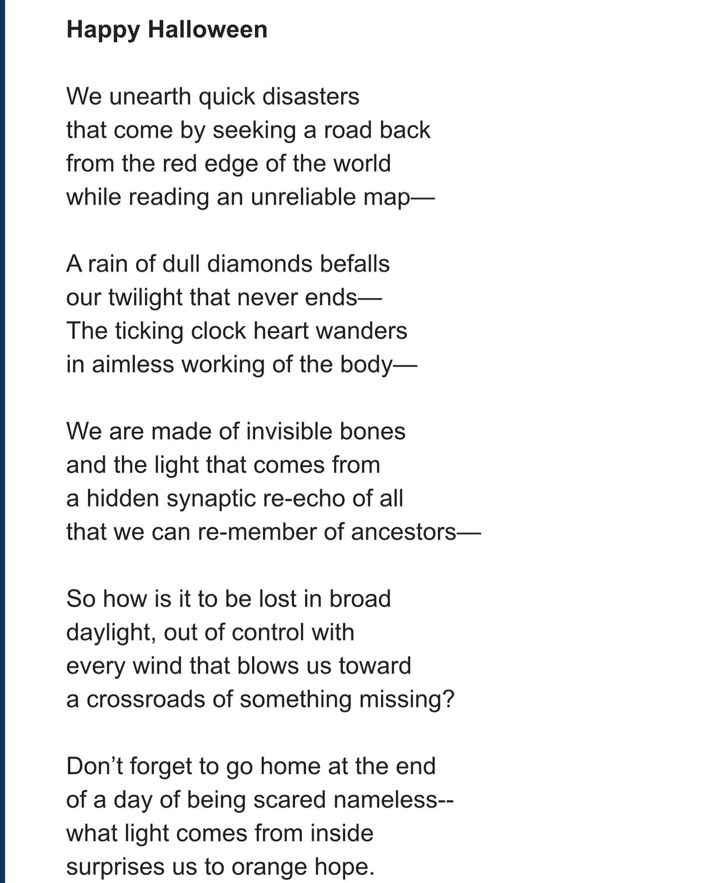 A Halloween poem of mine originally published in Allegro